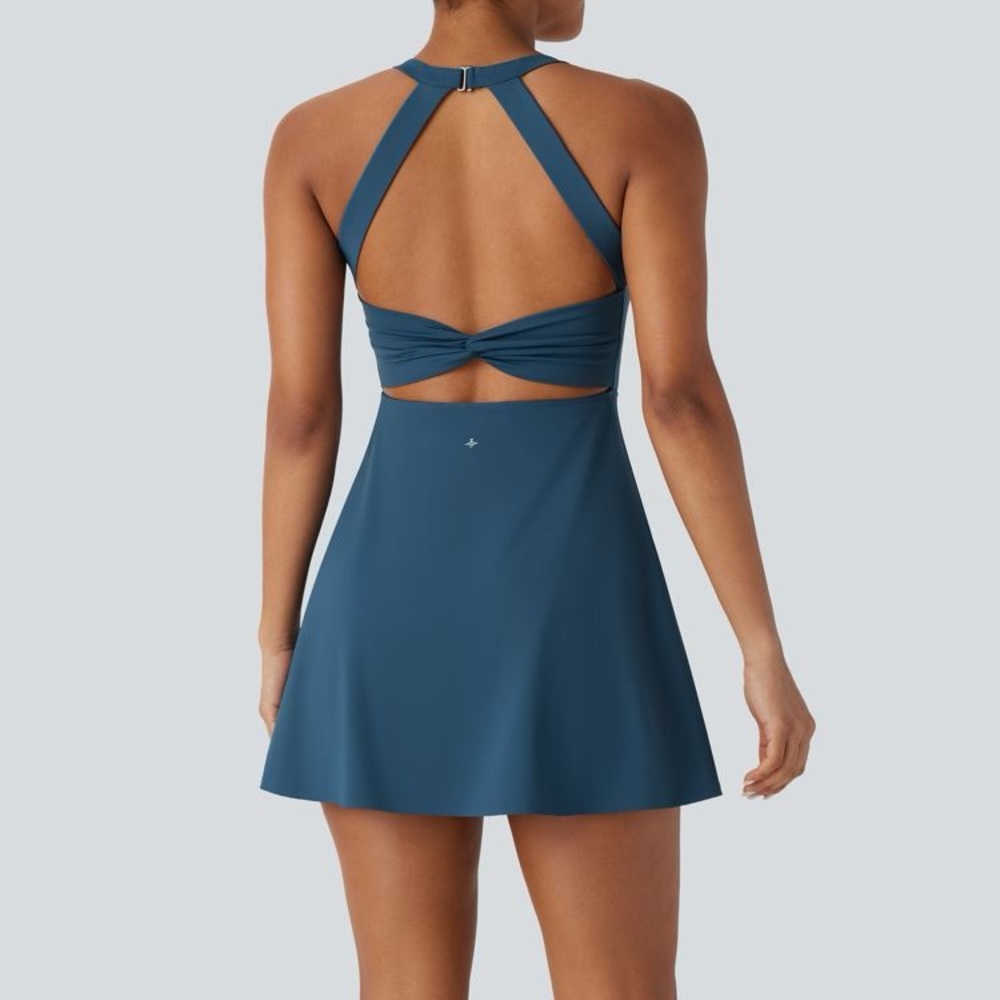 NEW - HALARA Airy Backless Twisted Dress-Easy Peezy - Majolica Blue - Sz M
